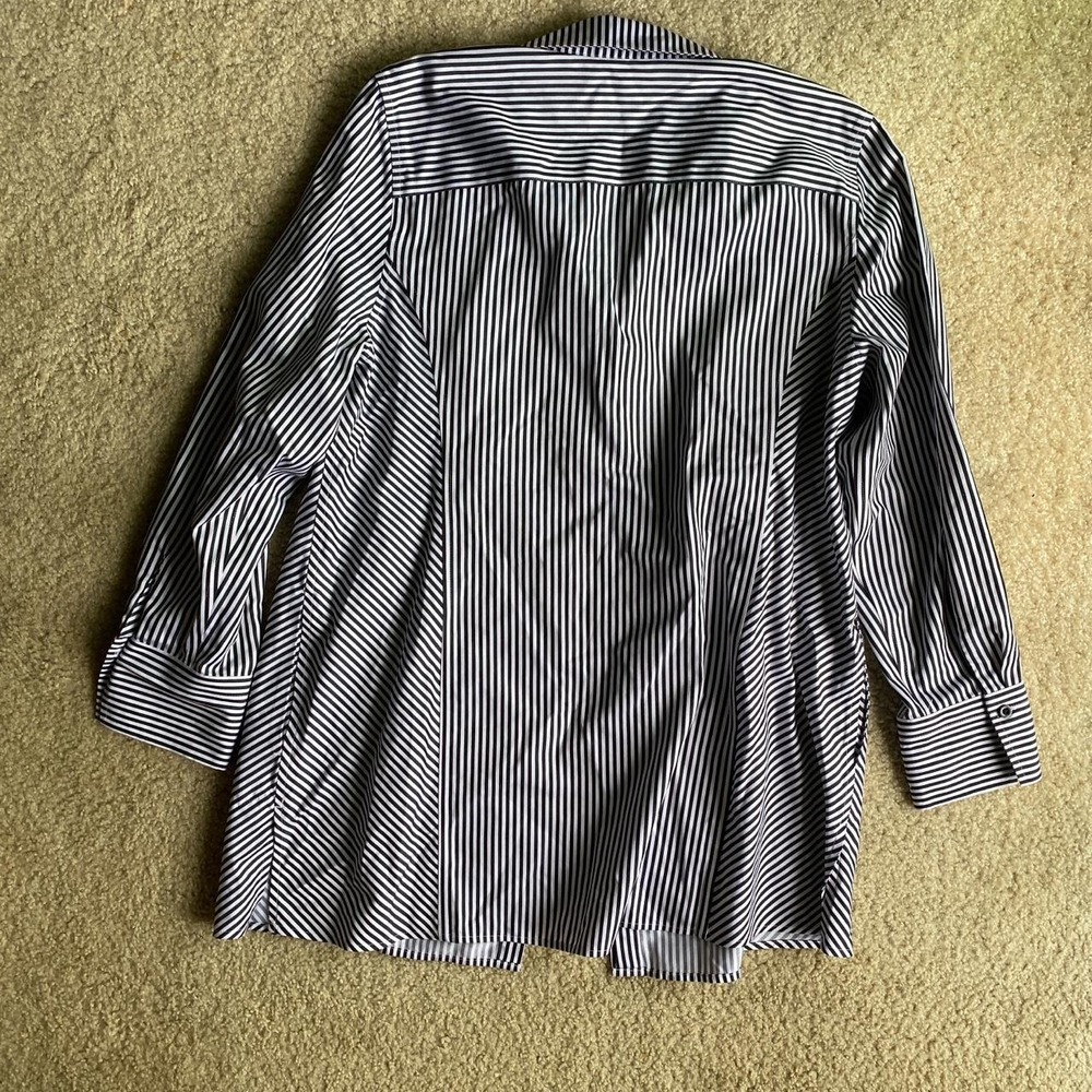 Chico's white and black striped cotton button-up shirt US Size 12/14 - Picture 3 of 8